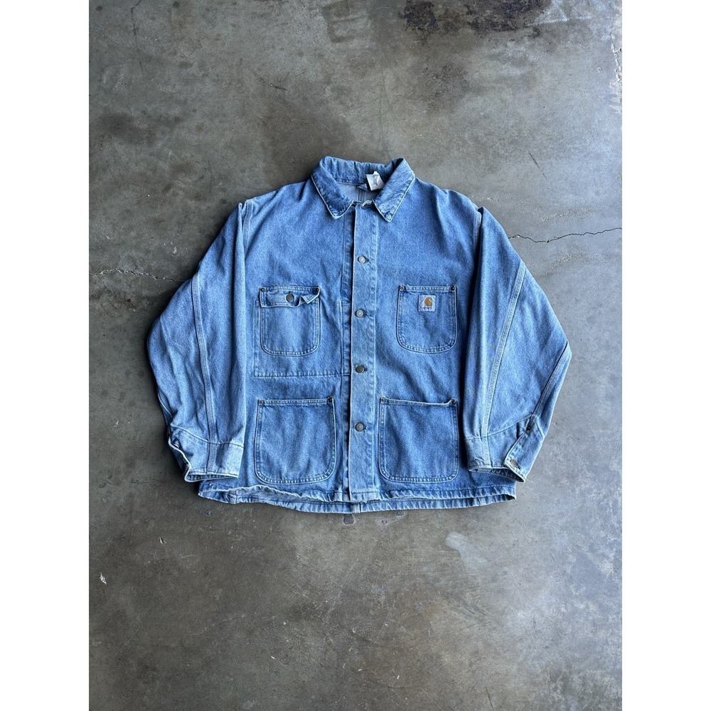 Vintage 1994 Carhartt CU1008 Denim Chore Jacket Rare Size XL Made In USA